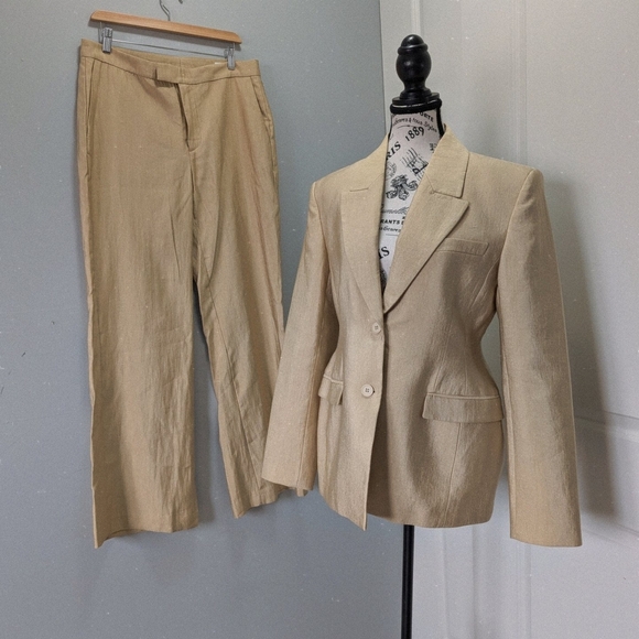 Zara Gold Blazer And Trouser Set Large - Picture 1 of 16